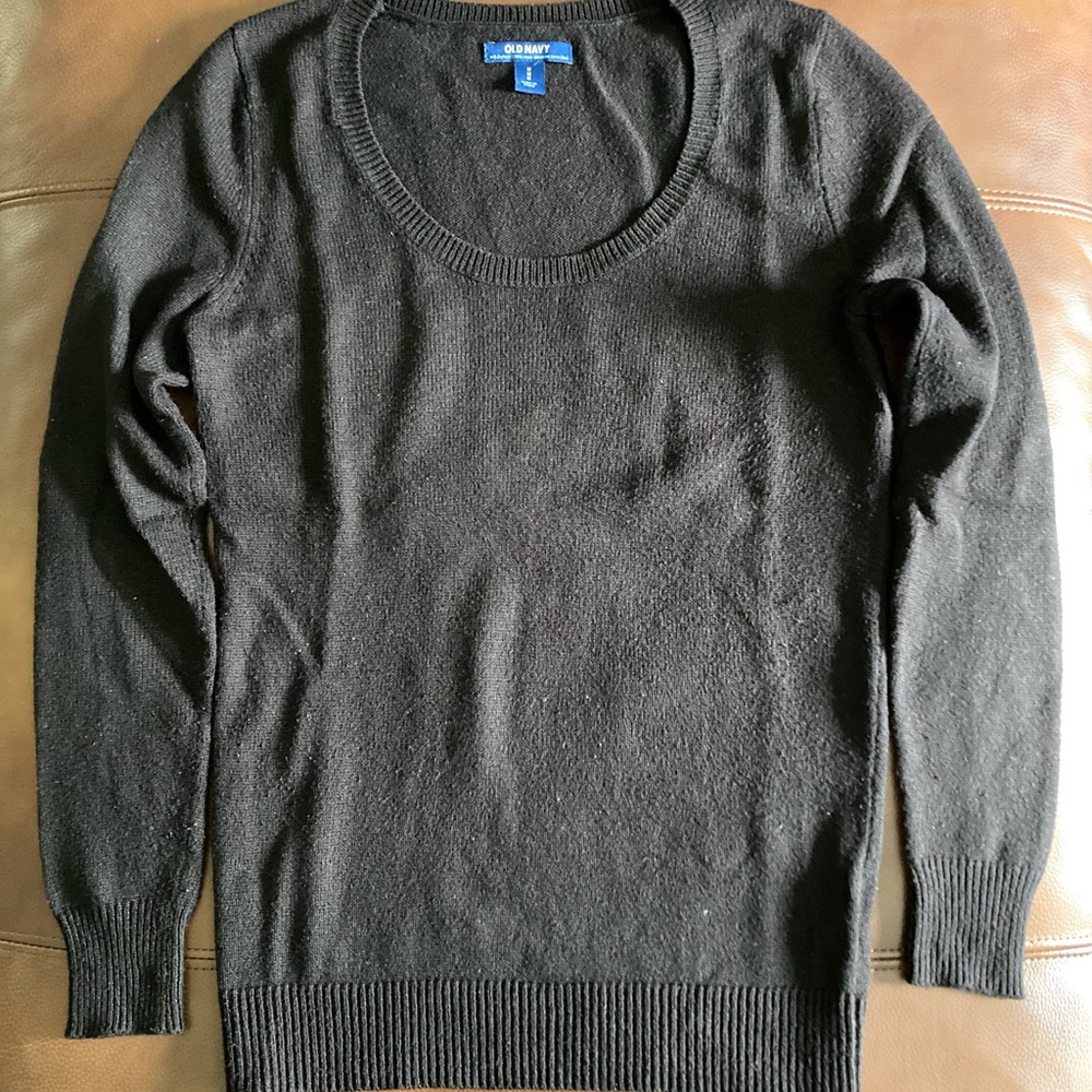 OLD NAVY Women’s Scoop Neck Sweater Long Sleeve Cotton Blend Black Size Medium